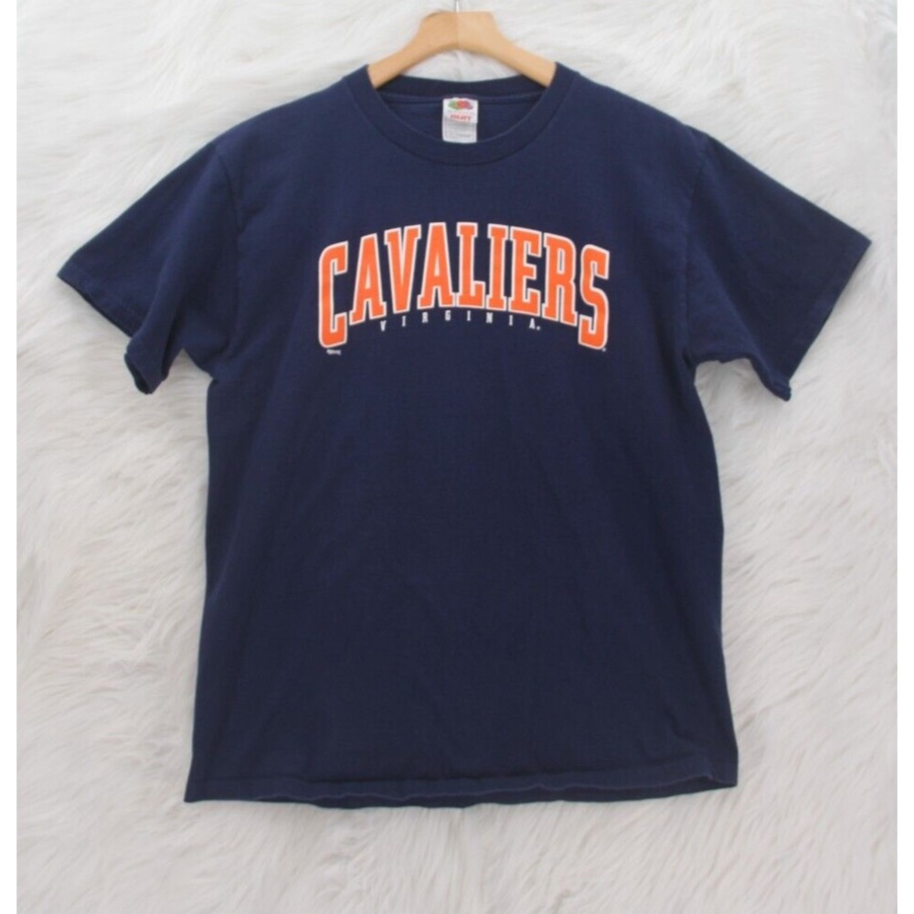 Virginia Cavaliers T Shirt L Blue Atlantis Fruit of the Loom Heavy Cotton #1343